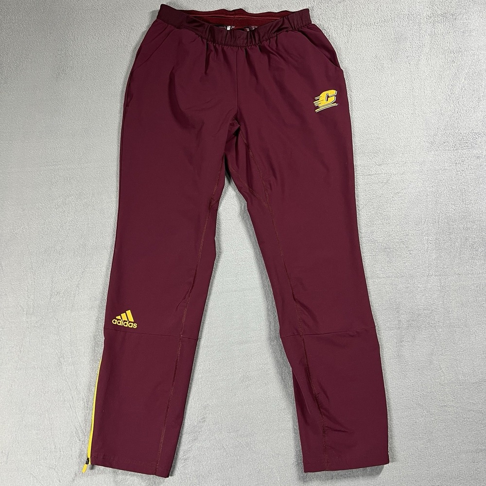 Central‎ Michigan Chippewas Pants Womens L Red Adidas Track Ankle Zip Drawstring